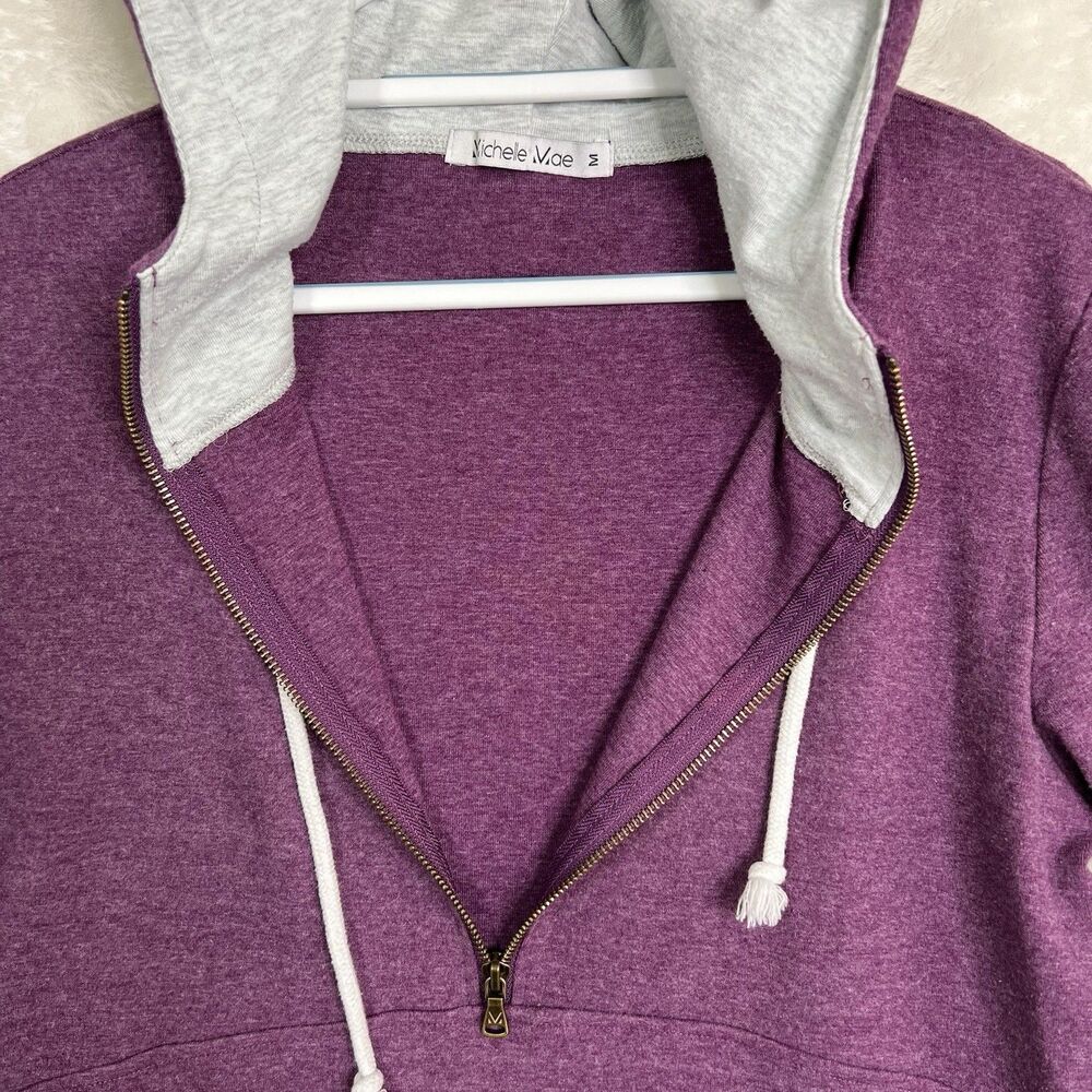 Michelle Mae Women's Hoodie Size M Cotton Blend Lavender Half Zip Sport Outdoors - Picture 8 of 12